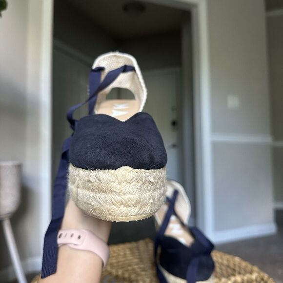MANEBI Soft Suede Low Wedge Espadrilles Hamptons Patriot Blue EU 38 US 7.5 - Picture 12 of 12